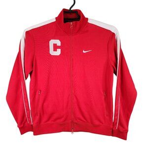 Mens Nike Red Track Jacket w/ White Stripes Full Zip Long Sleeve Size L
